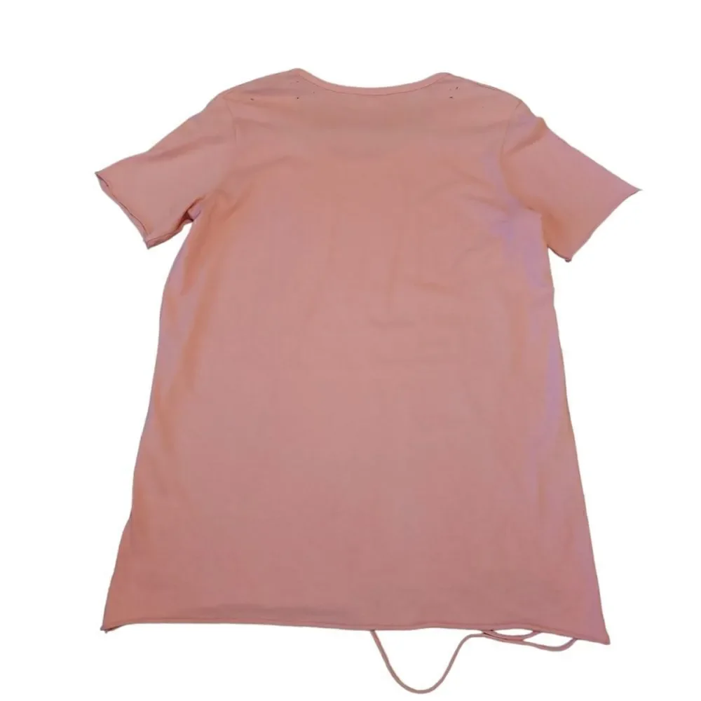 NWOT Drifter Dusty Pink Mauve Distressed Shredded Short Sleeve Top t-shirt M - Picture 4 of 13